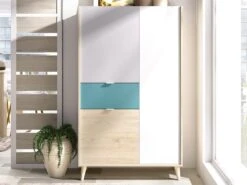 Buffet Haut BICA - 3 Portes 1 Tiroir - Multicolore