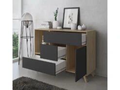 Buffet WIND 1 Porte, 3 Tiroirs, Puccini, Porte + Tiroirs Gris Anthracite,120x40x86cm -Mobilier De Restaurant buffet 10022947