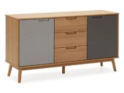 Buffet Bruce 3 Tiroirs Et 2 Portes , Bois Massif, 140 Cm Largeur