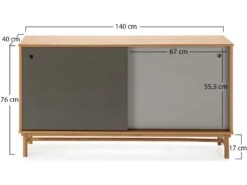 Buffet Magnus 2 Portes Coulissantes Couleur Gris, Bois Massif, 140 Cm Largeur -Mobilier De Restaurant buffet 10403319