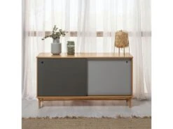 Buffet Magnus 2 Portes Coulissantes Couleur Gris, Bois Massif, 140 Cm Largeur -Mobilier De Restaurant buffet 10403321