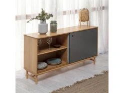 Buffet Magnus 2 Portes Coulissantes Couleur Gris, Bois Massif, 140 Cm Largeur -Mobilier De Restaurant buffet 10403323