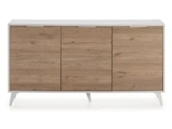 Buffet 3 Portes Koln, Couleur Blanc Brossé Et Bois, 136,5 Cm Largeur -Mobilier De Restaurant buffet 10403379
