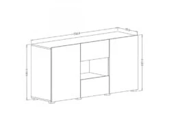 Buffet Design 140cm Pour Salon Couleur Blanc Brillant Collection PAROS. -Mobilier De Restaurant buffet 10551979