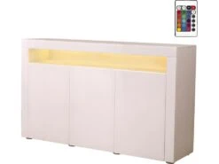 Buffet LED "Bogota" - 155 X 40 X 92 Cm - Blanc Laqué