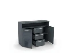 Buffet 130cm Pour Salon Couleur Gris Brillant Avec éclairage LED Multicolore Intégré Collection BOMBAY. 7 Buffet 130cm Pour Salon Couleur Gris Brillant Avec éclairage LED Multicolore Intégré Collection BOMBAY. -Mobilier De Restaurant buffet 10721563