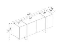 Buffet Avec 4 Portes - Effet Marbre Noir, Naturel Foncé Et Doré - CADEBA II 13 Buffet Avec 4 Portes - Effet Marbre Noir, Naturel Foncé Et Doré - CADEBA II -Mobilier De Restaurant buffet 10873541