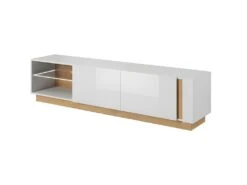 Ensemble Buffet Et Meuble TV Blanc Brillant Et Naturel - Séjour Lumineux MURARI -Mobilier De Restaurant buffet 10907559