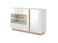 Ensemble Buffet Et Meuble TV Blanc Brillant Et Naturel - Séjour Lumineux MURARI -Mobilier De Restaurant buffet 10907591