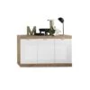 Buffet 3 Portes Blanc Laqué Brillant/Chêne Naturel - SPEZIA