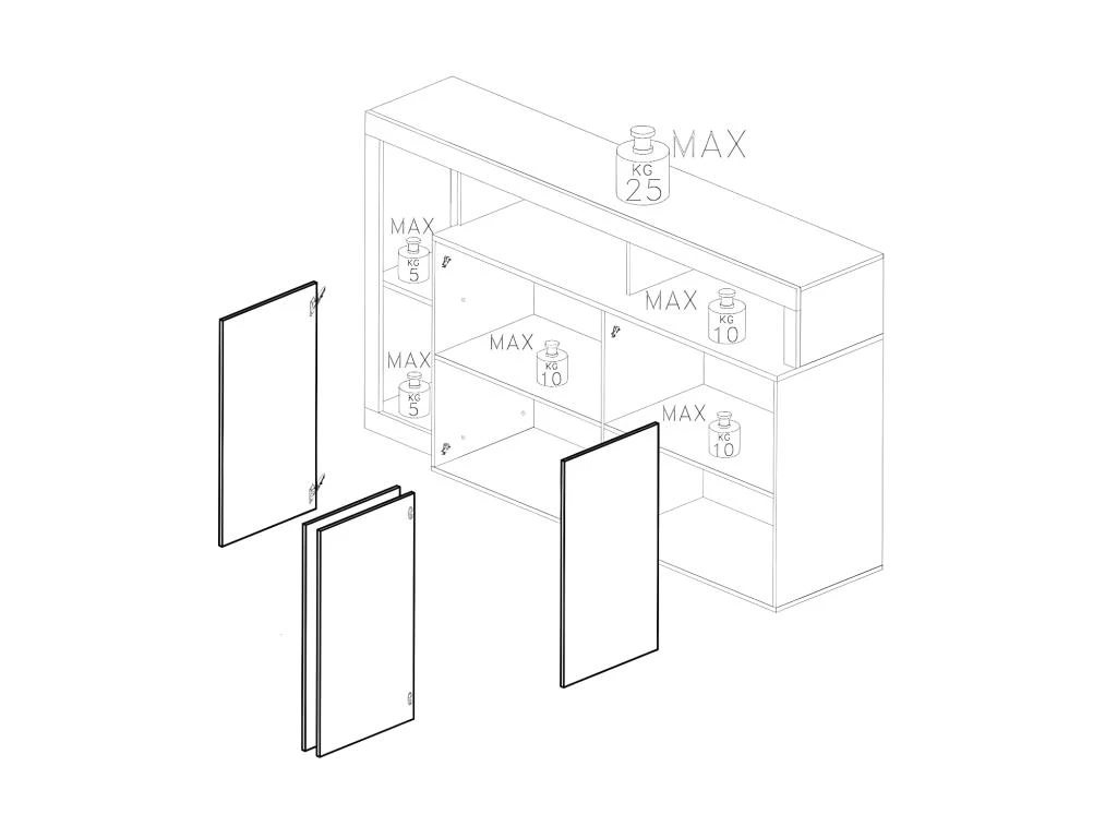 Buffet 4 Portes Blanc Laqué Brillant/Chêne Noisette - ISCHIA 2 Buffet 4 Portes Blanc Laqué Brillant/Chêne Noisette - ISCHIA – Image 2
