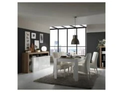 Buffet 4 Portes Blanc Laqué Brillant/Chêne Noisette - ISCHIA 6 Buffet 4 Portes Blanc Laqué Brillant/Chêne Noisette - ISCHIA -Mobilier De Restaurant buffet 11132387