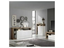 Buffet 4 Portes Blanc Laqué Brillant/Chêne Noisette - ISCHIA 7 Buffet 4 Portes Blanc Laqué Brillant/Chêne Noisette - ISCHIA -Mobilier De Restaurant buffet 11132389