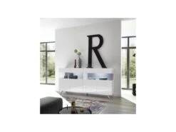 Buffet 4 Portes Laqué Blanc à LEDs - TARENTE N°2