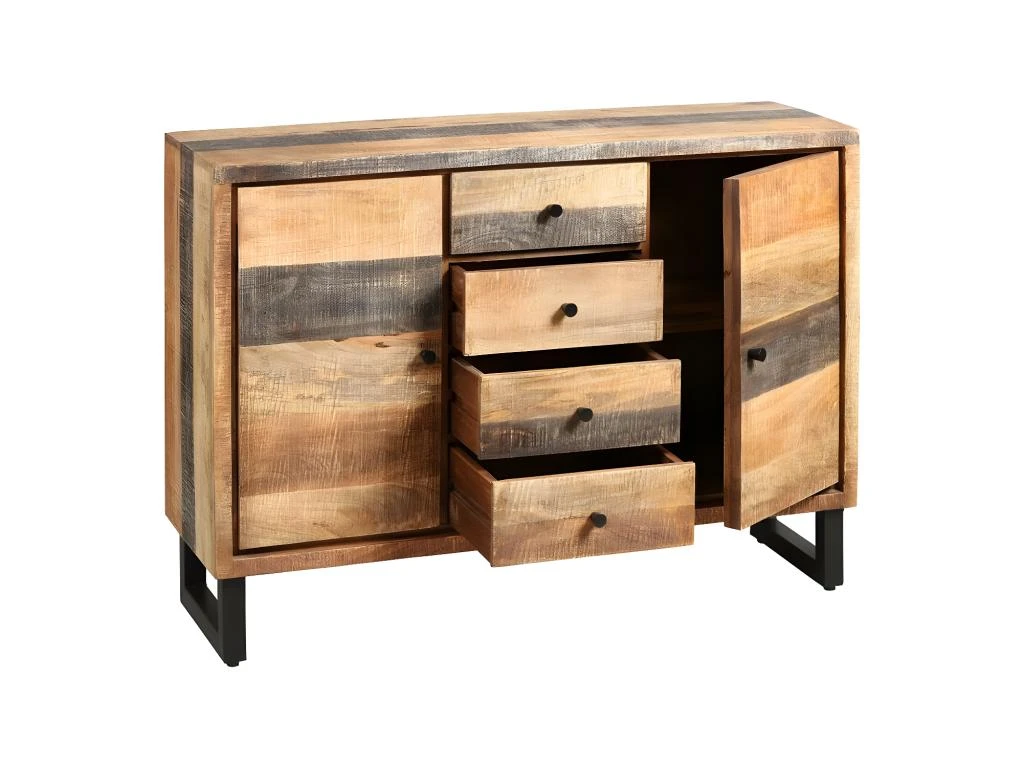 Buffet 2 Portes 4 Tiroirs Bois Massif Blanchi - ANZIA 2 Buffet 2 Portes 4 Tiroirs Bois Massif Blanchi - ANZIA – Image 2