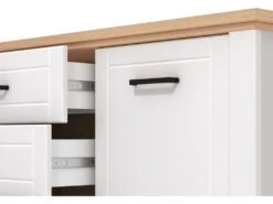 Buffet Avec 2 Portes Et 4 Tiroirs - Blanc Et Naturel - ROTARA -Mobilier De Restaurant buffet 11162261