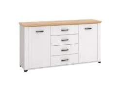 Buffet Avec 2 Portes Et 4 Tiroirs - Blanc Et Naturel - ROTARA -Mobilier De Restaurant buffet 11162263