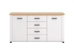 Buffet Avec 2 Portes Et 4 Tiroirs - Blanc Et Naturel - ROTARA -Mobilier De Restaurant buffet 11162265