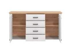 Buffet Avec 2 Portes Et 4 Tiroirs - Blanc Et Naturel - ROTARA -Mobilier De Restaurant buffet 11162267