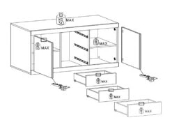 Buffet Avec 2 Portes Et 3 Tiroirs - Naturel Et Blanc Laqué - EVOLIA -Mobilier De Restaurant buffet 11175629