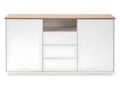 Buffet Bob 3 Tiroirs Et 2 Portes Blanc/chêne, Bois Massif -Mobilier De Restaurant buffet 12219895