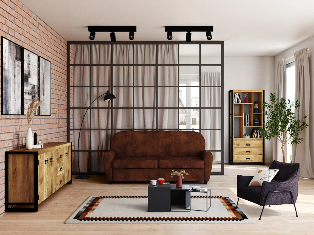 Buffet HARLEM - 3 Portes Et 3 Tiroirs - Bois De Manguier & Métal 8 Buffet HARLEM - 3 Portes Et 3 Tiroirs - Bois De Manguier & Métal – Image 8