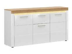 Buffet 3 Portes 1 Tiroir Avec LED Nara Blanc Et Bois