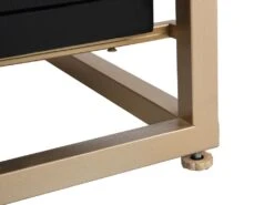 Buffet Haut Avec 2 Portes En MDF, Verre Trempé Et Métal - Effet Bois Noir Et Doré - TERIAVI -Mobilier De Restaurant buffet 12929131