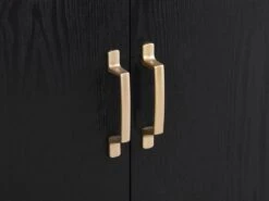 Buffet Haut Avec 2 Portes En MDF, Verre Trempé Et Métal - Effet Bois Noir Et Doré - TERIAVI -Mobilier De Restaurant buffet 12929137