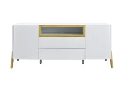 Buffet 2 Portes 2 Tiroirs - Niche De Rangement - Bois - L 175 X P 40 X H 75 - ERZA