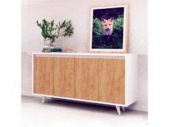 Meuble En Chêne Blanc Avec Panneaux De Particules 100% Mélaminés. 140x86x40 -Mobilier De Restaurant buffet 13047803