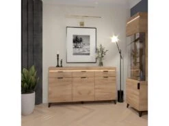 Buffet 3 Portes 3 Tiroirs LED Inclus Ruben Bois -Mobilier De Restaurant buffet 13606163