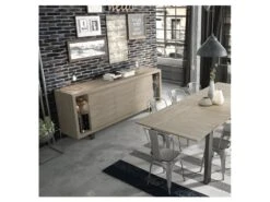 Buffet 3 Portes à Leds Chêne Clair/Noir - NINA 9 Buffet 3 Portes à Leds Chêne Clair/Noir - NINA -Mobilier De Restaurant buffet 13961889