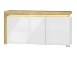 Buffet 3 Portes LED Inclus Teo Blanc Et Bois
