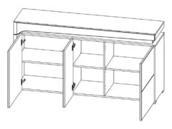 Buffet 3 Portes LED Inclus Teo Blanc Et Bois -Mobilier De Restaurant buffet 14055461
