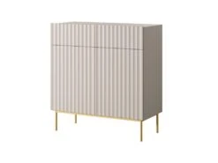 Buffet Haut Avec 2 Portes Et 2 Tiroirs En MDF Et Acier - Beige Et Doré - EVILANA -Mobilier De Restaurant buffet 14178171