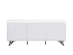 Buffet 3 Portes Avec LEDs En MDF - Blanc Laqué - SALIANO -Mobilier De Restaurant buffet 14212561