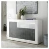 Buffet 3 Portes 1 Niche Blanc/Béton Ciré Foncé - LUBIO