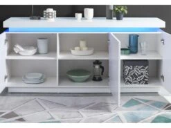 Buffet à LED ODYSSEE Laqué Blanc Brillant 3 Portes 170cm -Mobilier De Restaurant buffet 14409819