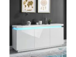 Buffet à LED ODYSSEE Laqué Blanc Brillant 3 Portes 170cm -Mobilier De Restaurant buffet 14409821
