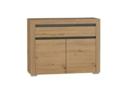 Buffet 2 Portes 1 Tiroir LED Inclus Kasla Bois Et Anthracite