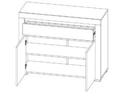 Buffet 2 Portes 1 Tiroir LED Inclus Kasla Bois Et Anthracite -Mobilier De Restaurant buffet 14514307