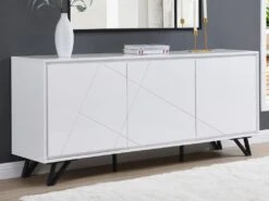 Buffet 3 Portes Avec LEDs En MDF - Blanc Laqué - SALIANO -Mobilier De Restaurant buffet 14630589