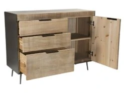 CLEMENCE - Buffet 3 Tiroirs 1 Porte Bois Teck Et Pieds Métal -Mobilier De Restaurant buffet 14651919