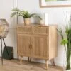 ROMEO - Buffet Couleur Naturelle 2 Tiroirs 2 Portes Bois Cannage