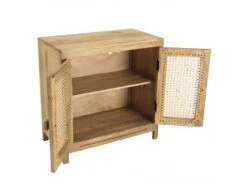 ISA - Buffet Marron 2 Portes Bois De Manguier Et Cannage Couleur Naturelle -Mobilier De Restaurant buffet 14657531