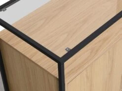 Buffet Avec 3 Portes En MDF, Verre Trempé Et Métal - Naturel Clair - CAMATA -Mobilier De Restaurant buffet 14973445