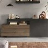 Buffet Avec 2 Portes, 3 Tiroirs Et 1 Niche - Naturel Foncé Et Anthracite - RUSELO