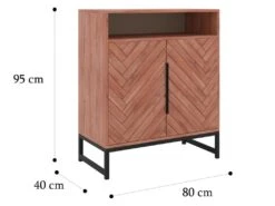 Buffet 2 Portes Et 1 Niche - Bois D'acacia Et Métal - Naturel Et Noir - VEDILA -Mobilier De Restaurant buffet 15698127