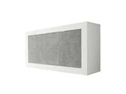 Buffet COMETE - 3 Portes - Blanc Laqué Et Béton -Mobilier De Restaurant buffet 15893417